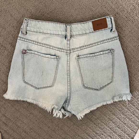 Urban Outfitters Cut Off Jean Shorts | BDG High Rise Lou Hi-Low Denim Shortie - Picture 5 of 8